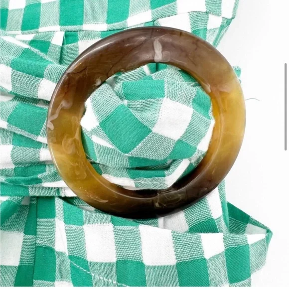 Anthropologie - Green Gingham Blouse - Size 6 - Picture 6 of 15